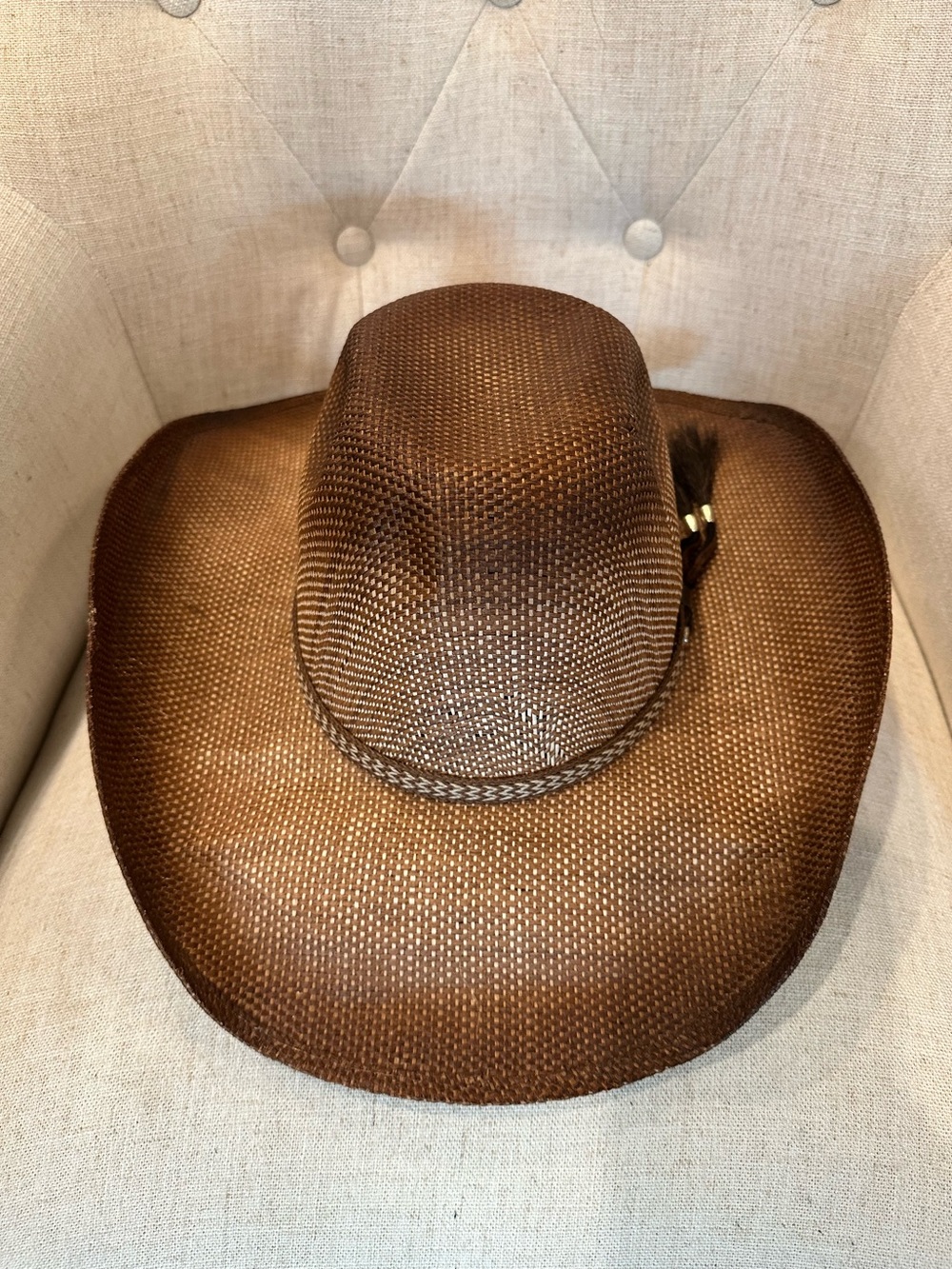 Bullhide Straw Cowboy Hat Youth Pony Express Leather Tassel Unisex Western Wear